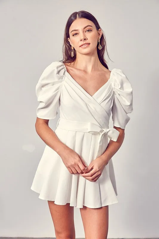 TEEK - Off-White Wrap Front Side Tie Romper