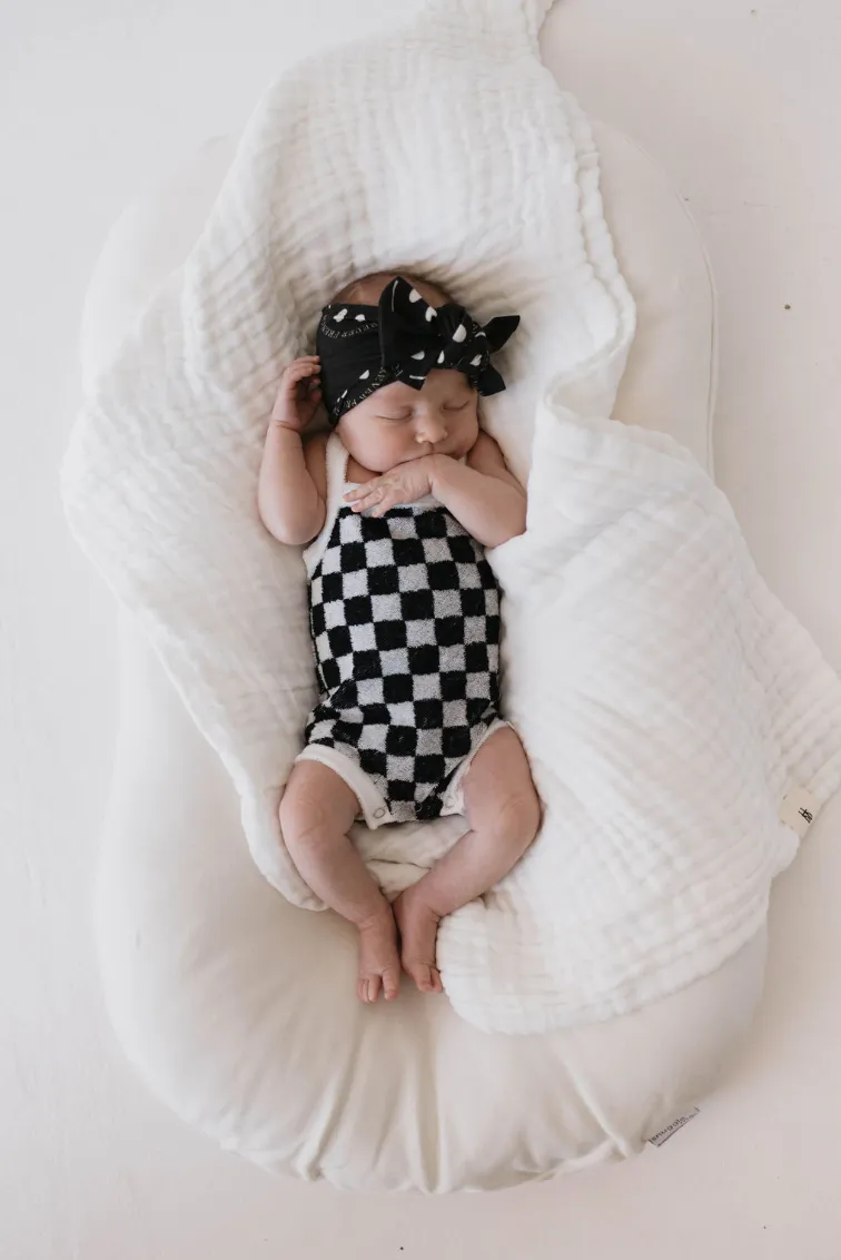 Terry Tank Bodysuit | Black & White Checkerboard