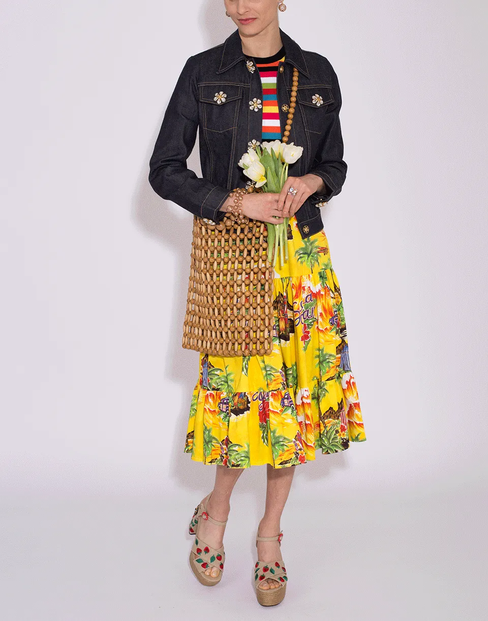 Tropical Print Tiered Skirt