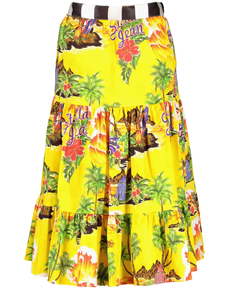 Tropical Print Tiered Skirt