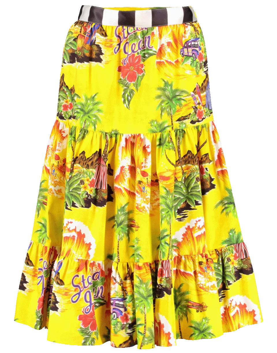 Tropical Print Tiered Skirt