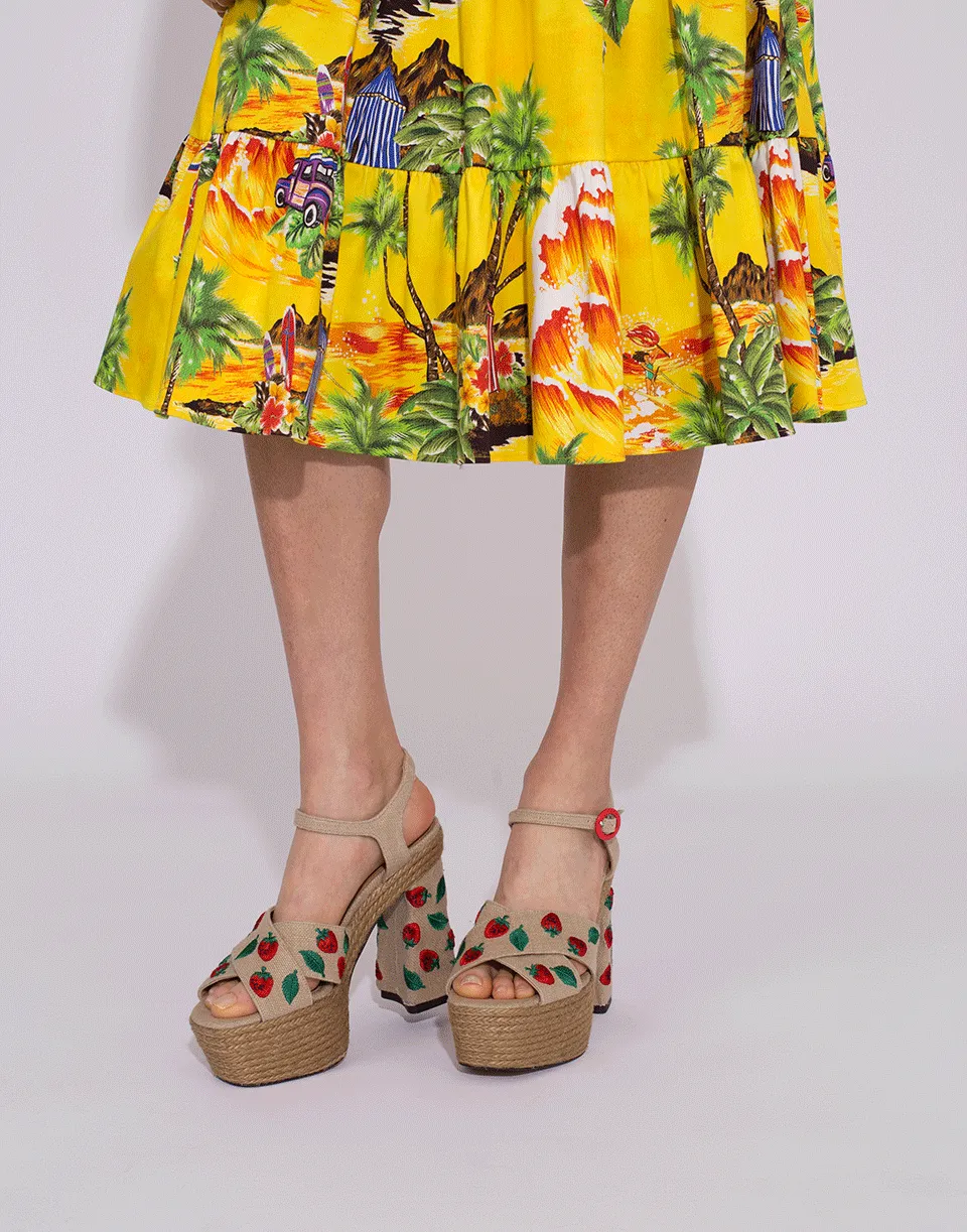 Tropical Print Tiered Skirt