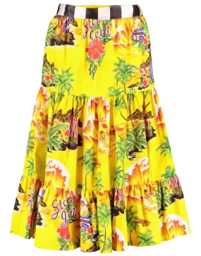 Tropical Print Tiered Skirt