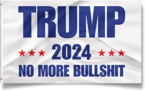 Trump 2024 No More BS 3x5 Foot Flag White