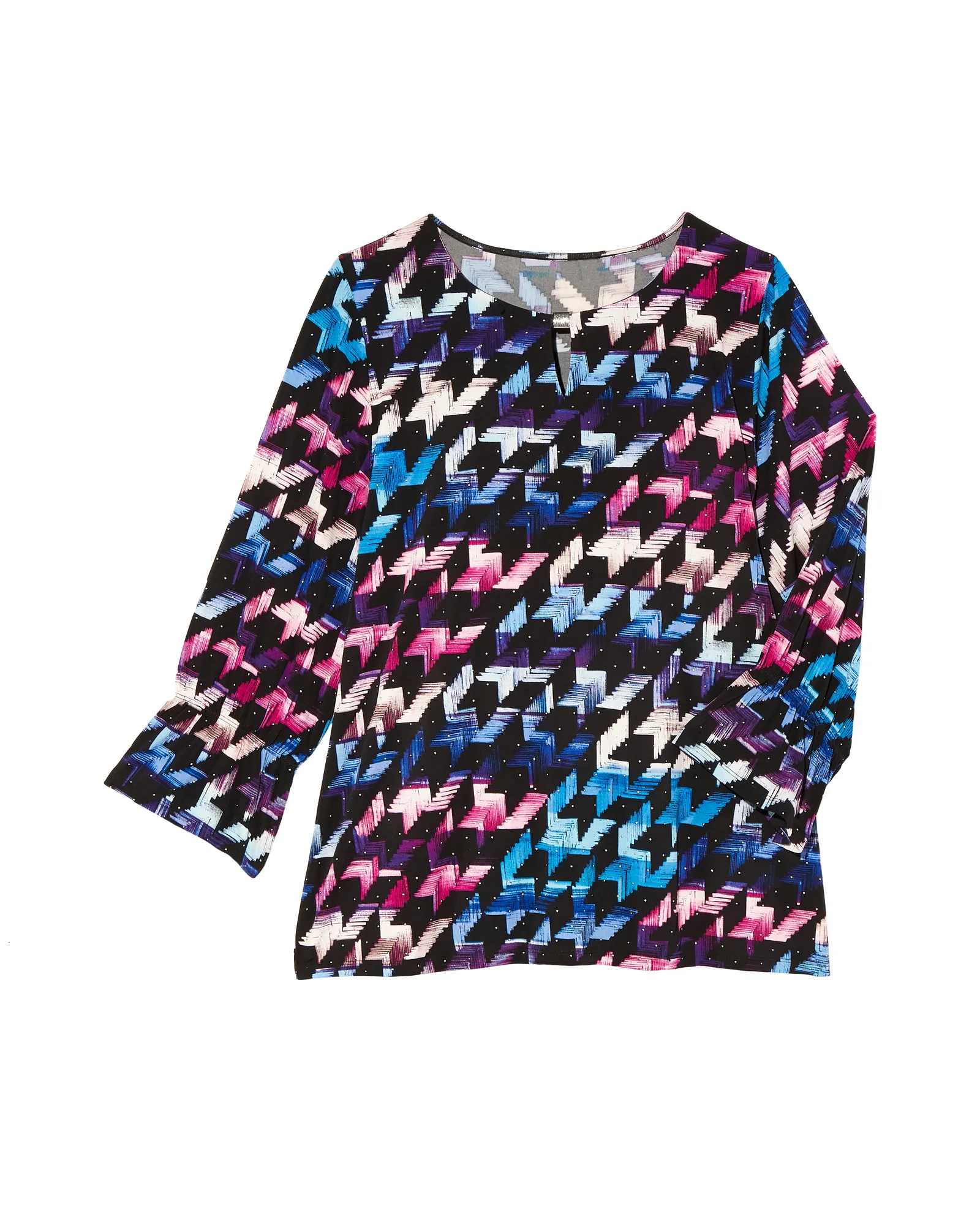 Victoria Blouse with Keyhole Neck Detail | Purple / Black