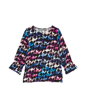 Victoria Blouse with Keyhole Neck Detail | Purple / Black