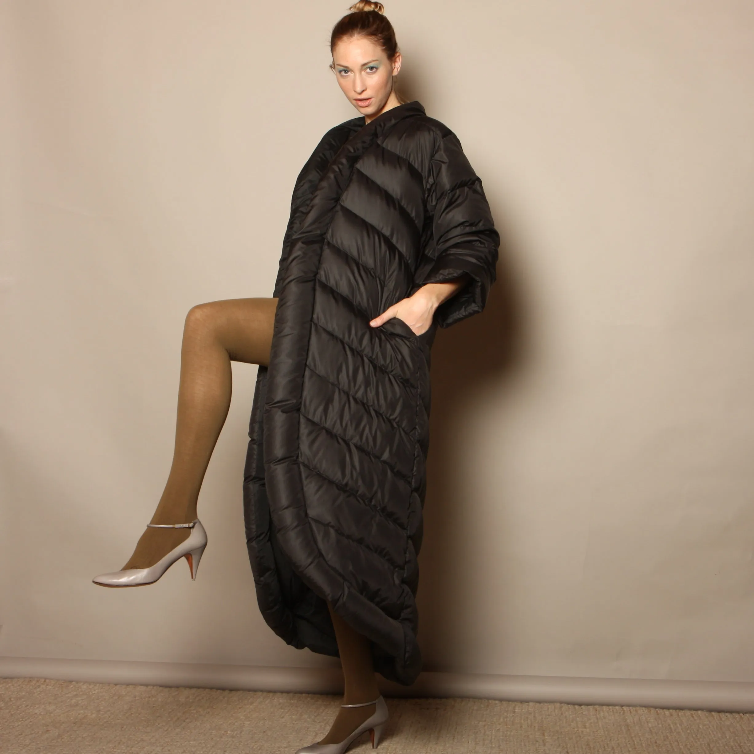 Vintage 80's Bill Blass Quilted Cocoon Puffer Coat