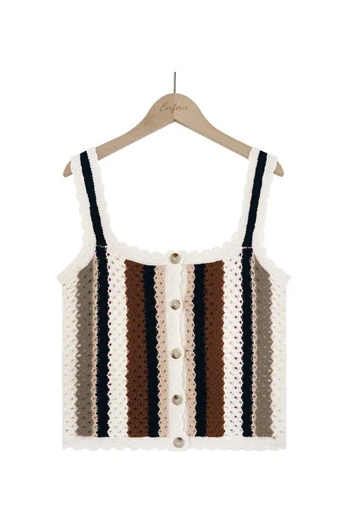 Waiting For Love Colorful Stripe Crochet Knit Top - 4 Colors