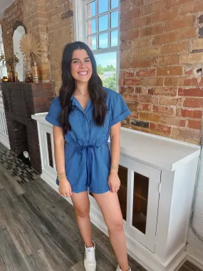 Washed Denim Romper