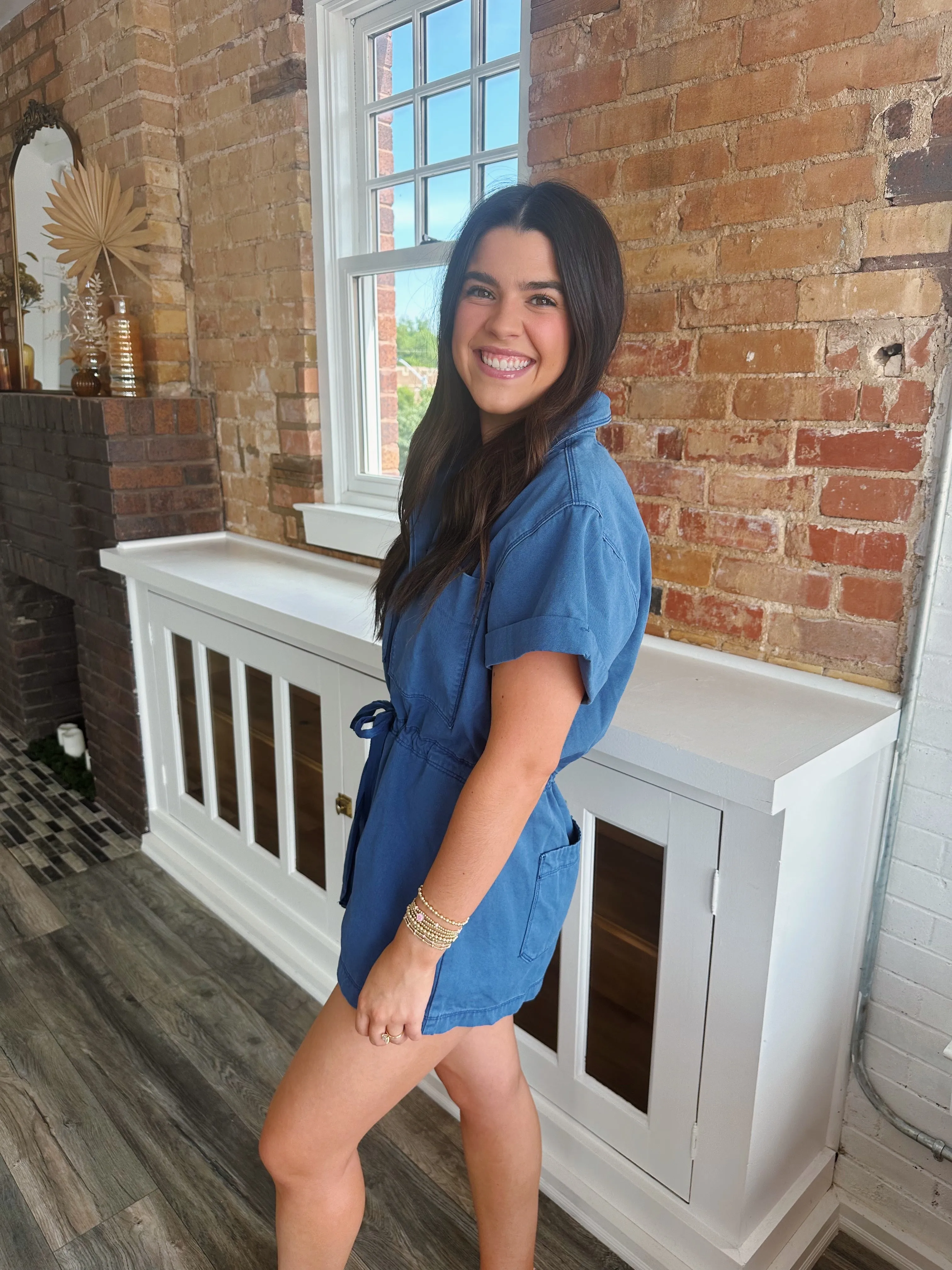 Washed Denim Romper