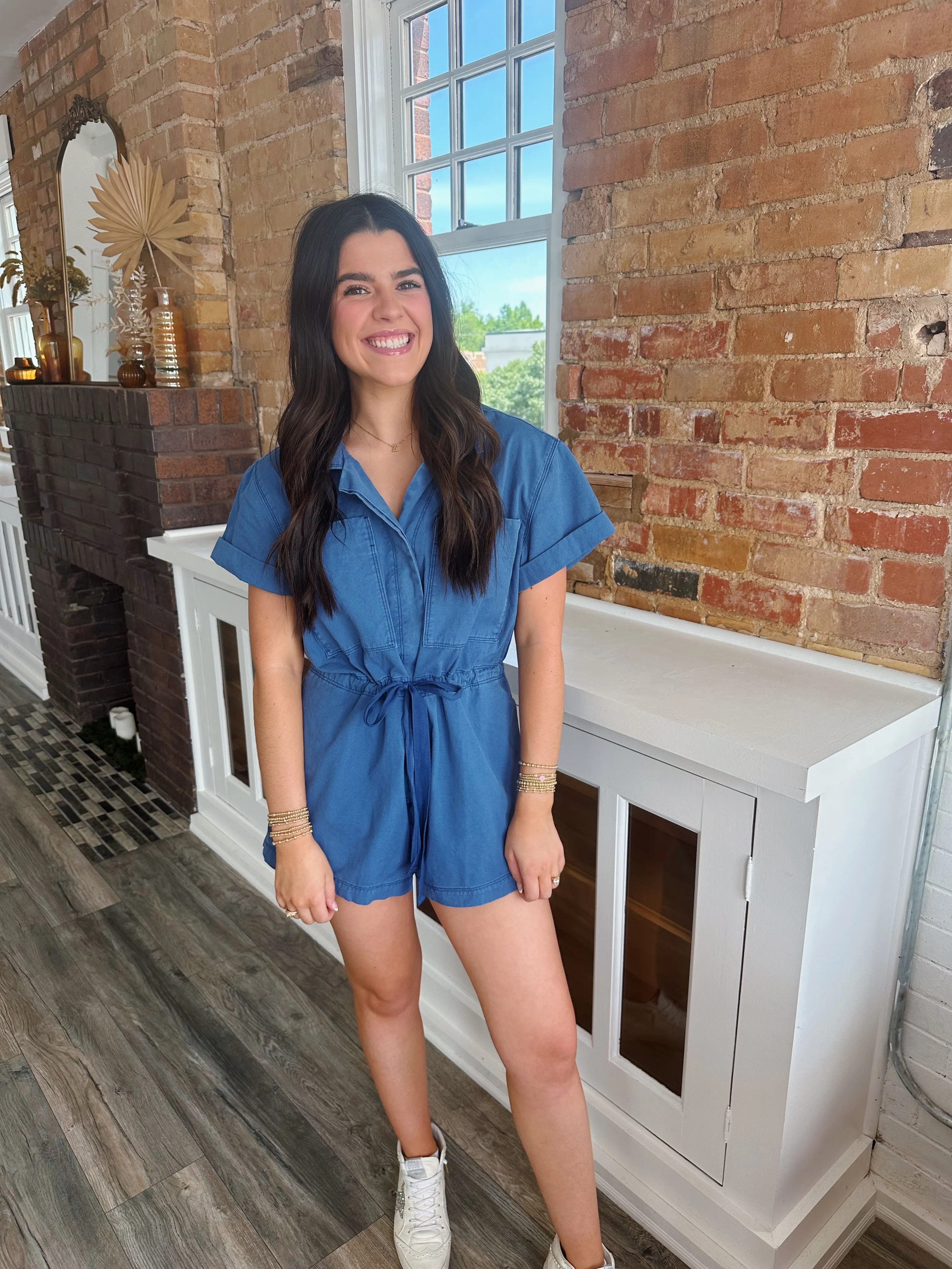 Washed Denim Romper