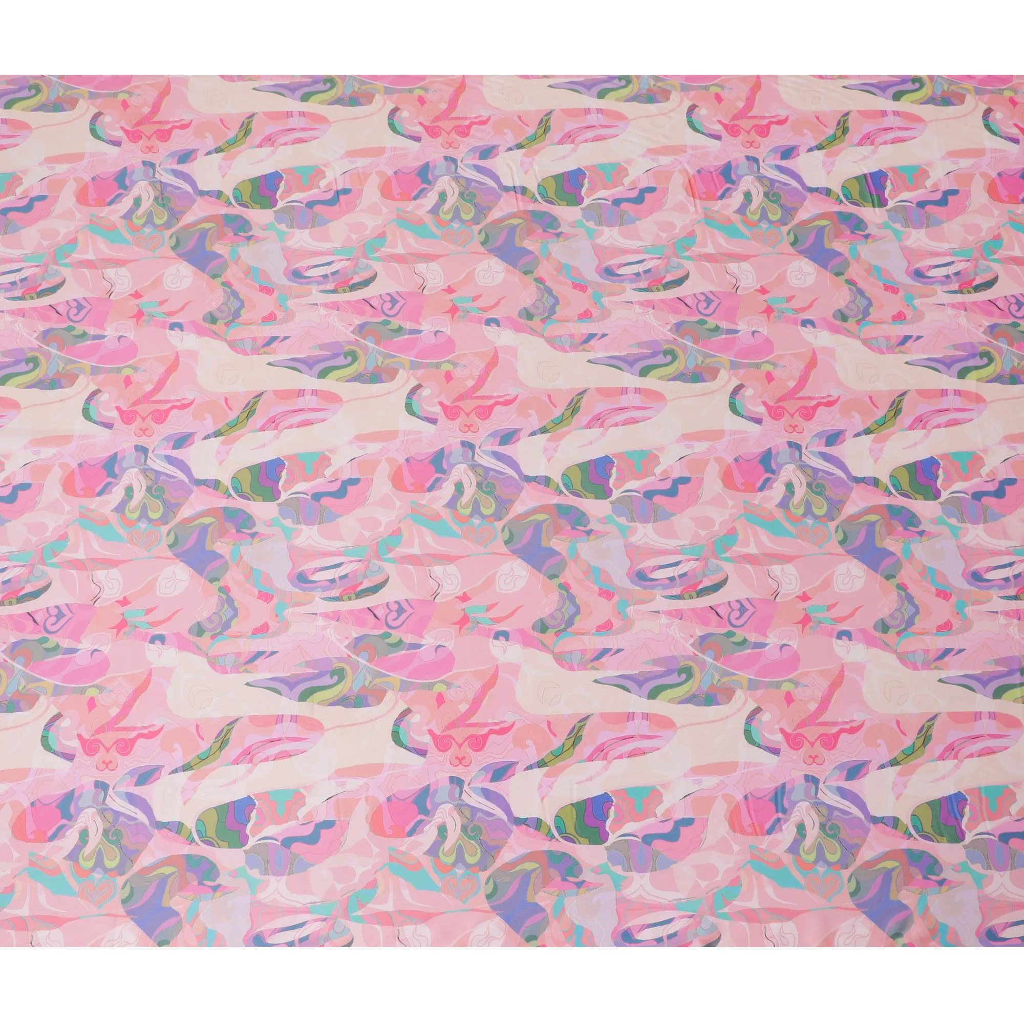 Whimsical Pastel Graffiti Synthetic Modal Satin Fabric - Playful Abstract Print, 110cm - Shop Online-D17986
