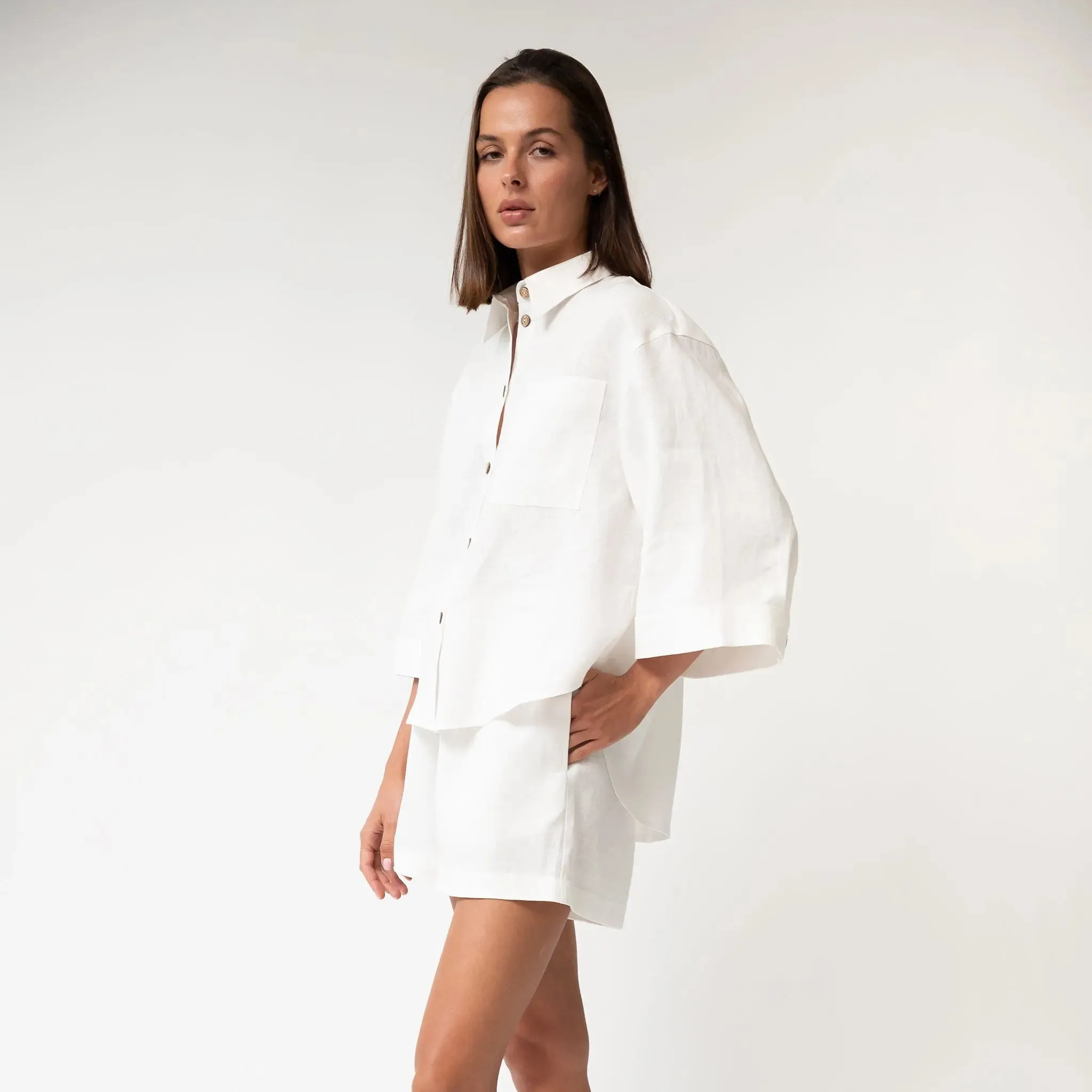 White Heavy Linen Shirt Perfect Days