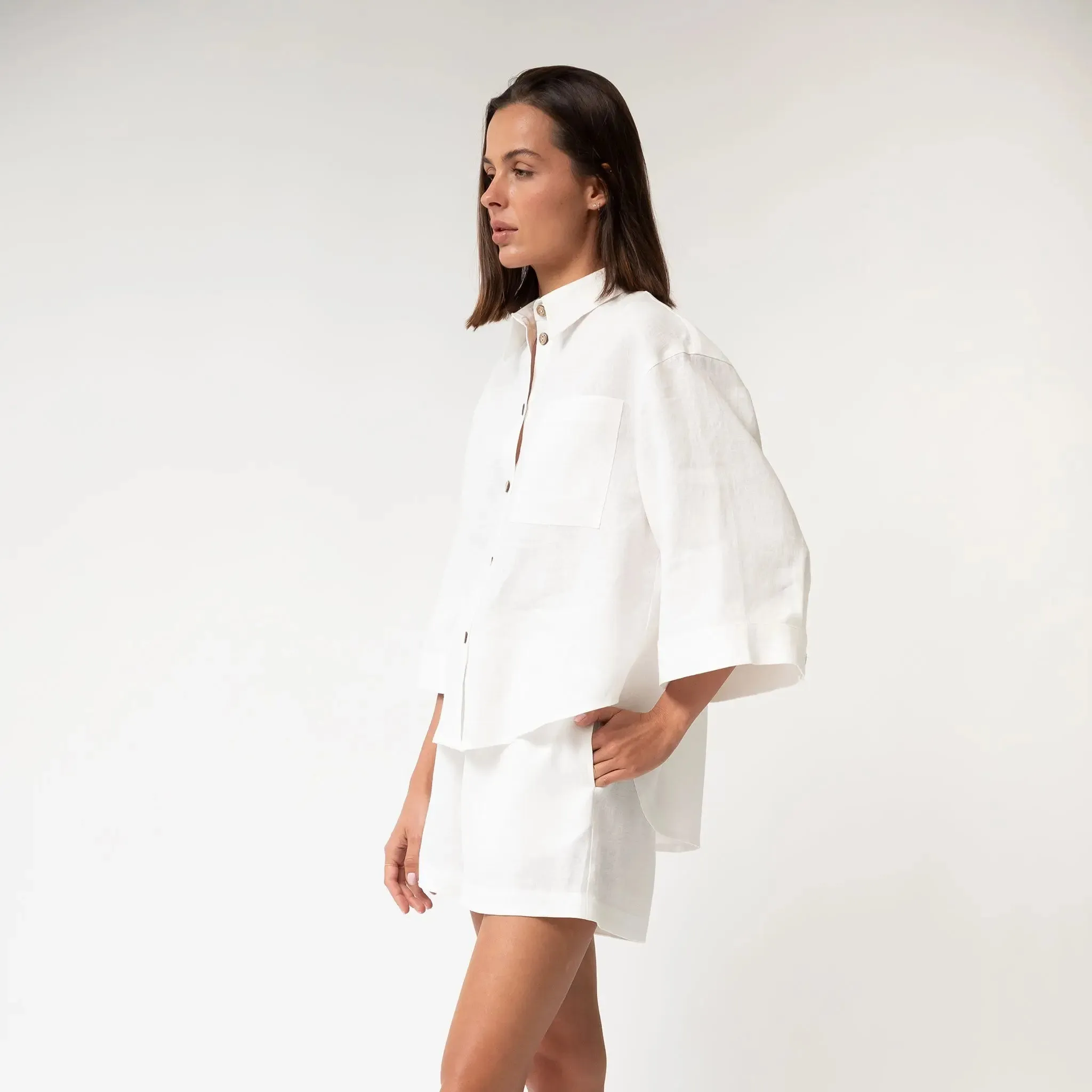 White Heavy Linen Shirt Perfect Days