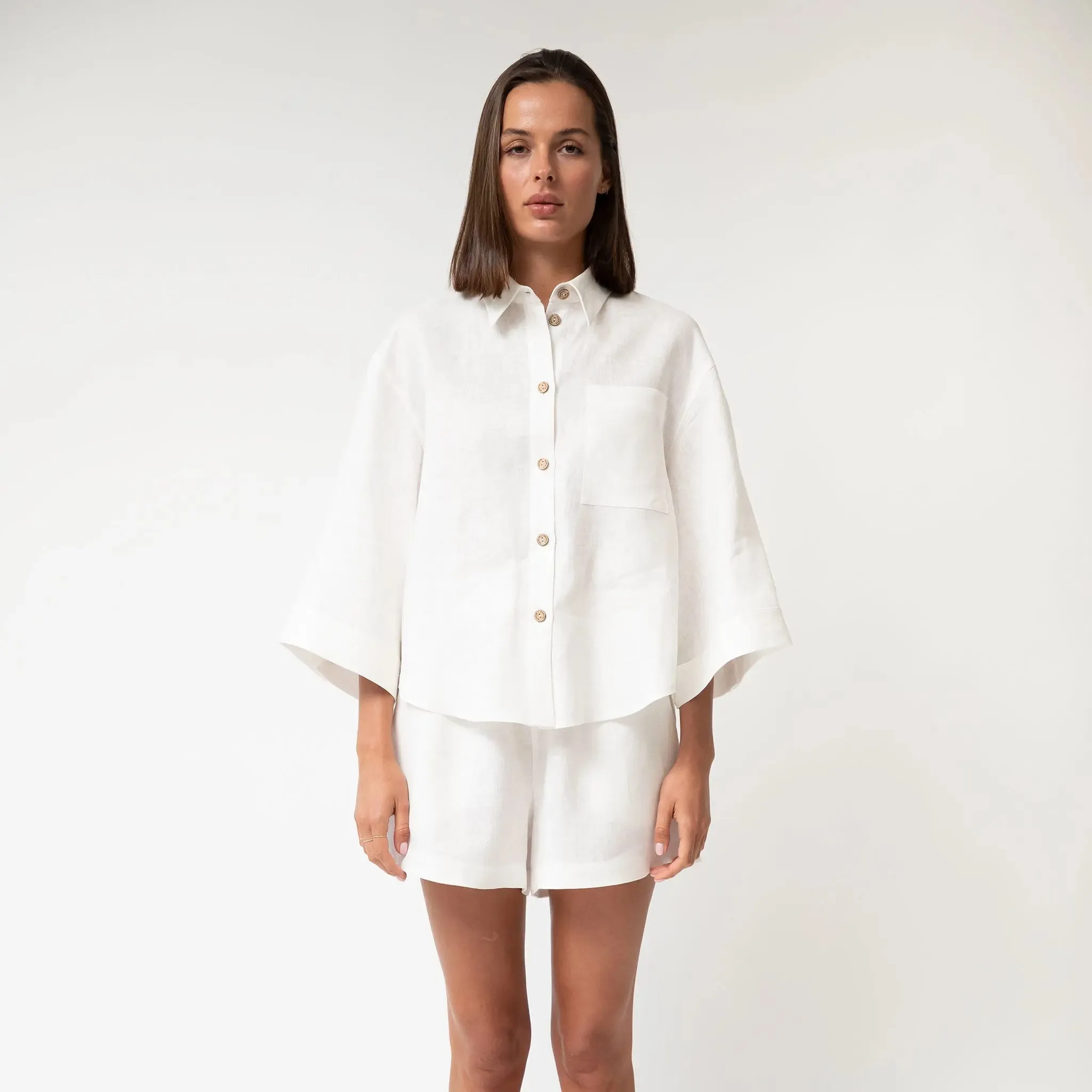 White Heavy Linen Shirt Perfect Days