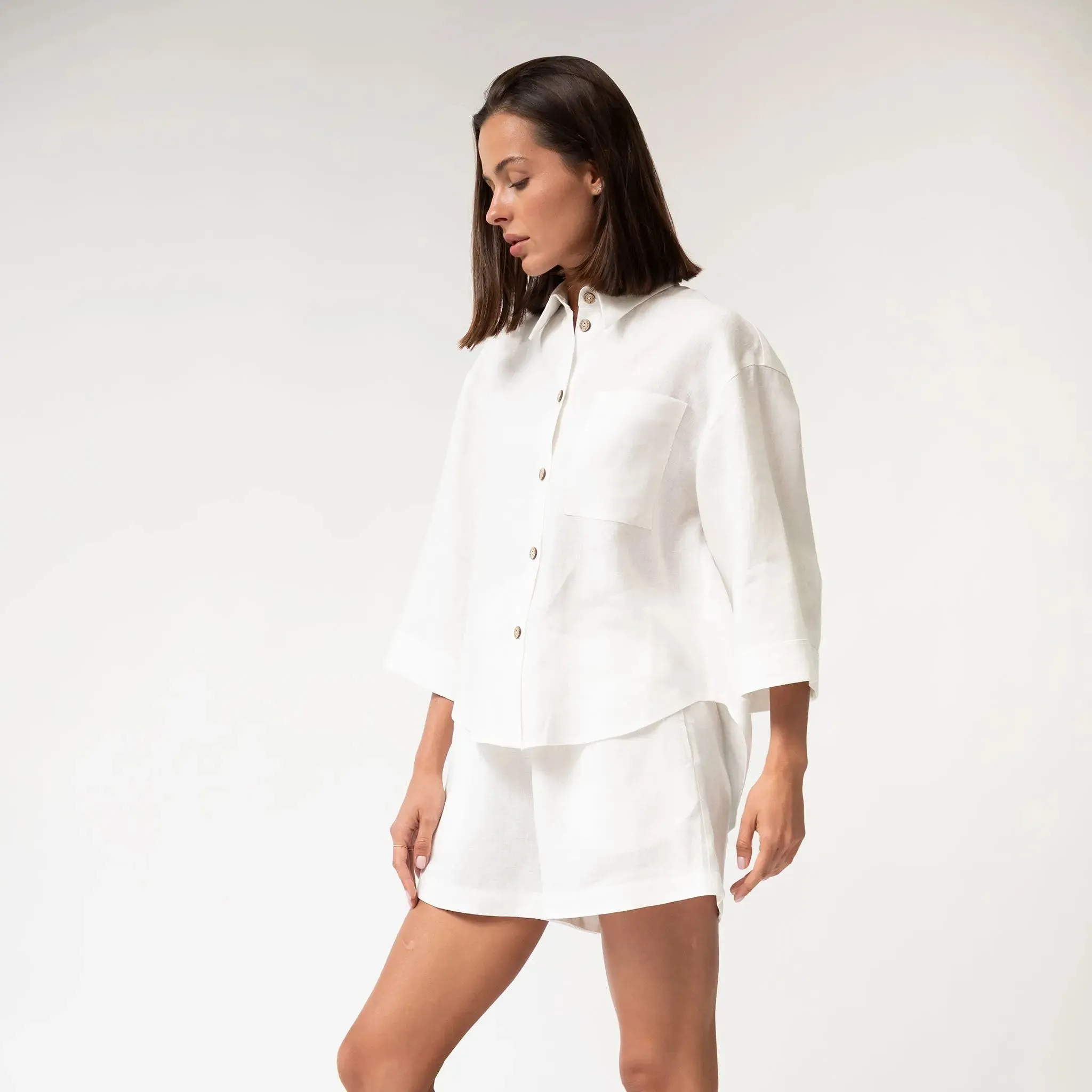 White Heavy Linen Shirt Perfect Days