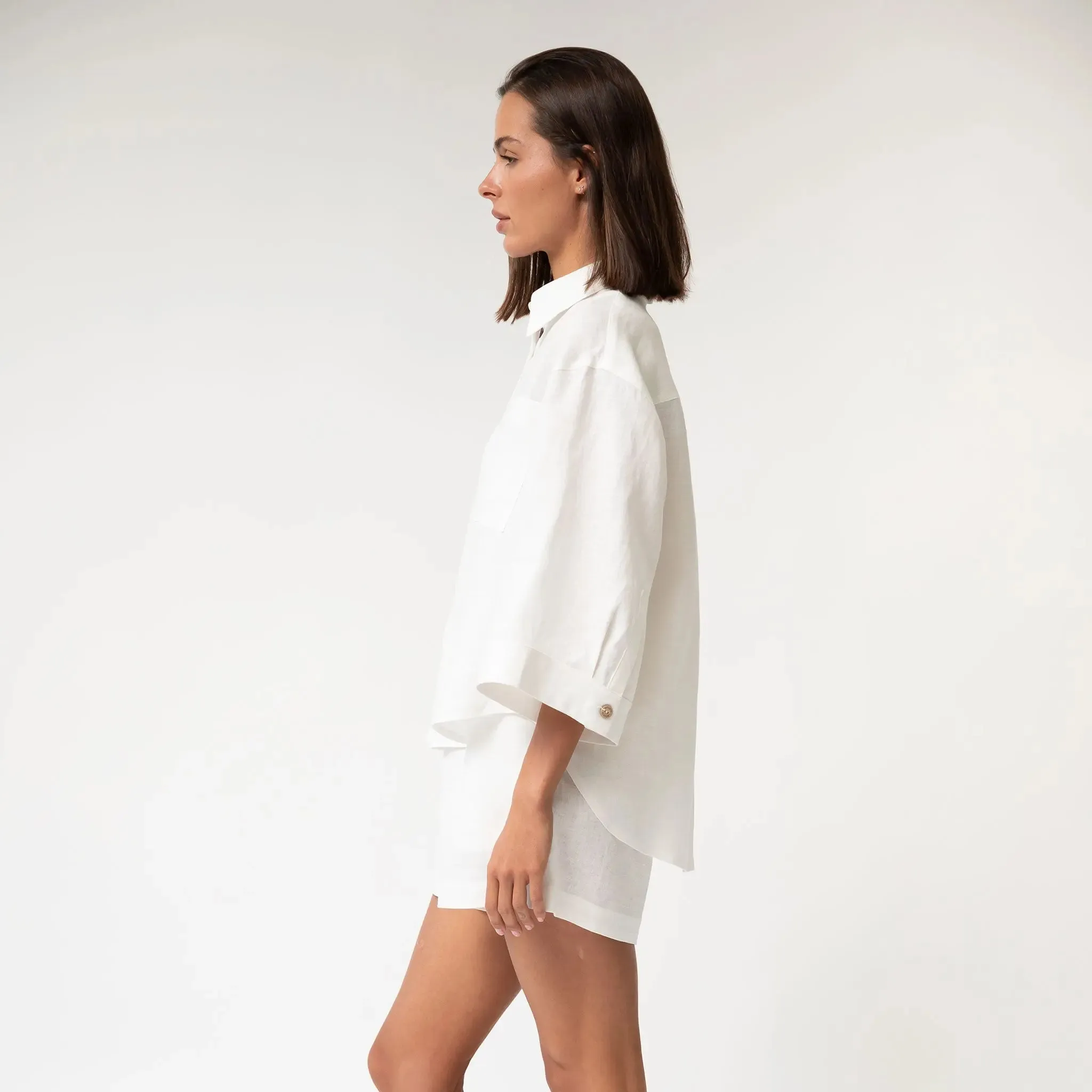 White Heavy Linen Shirt Perfect Days