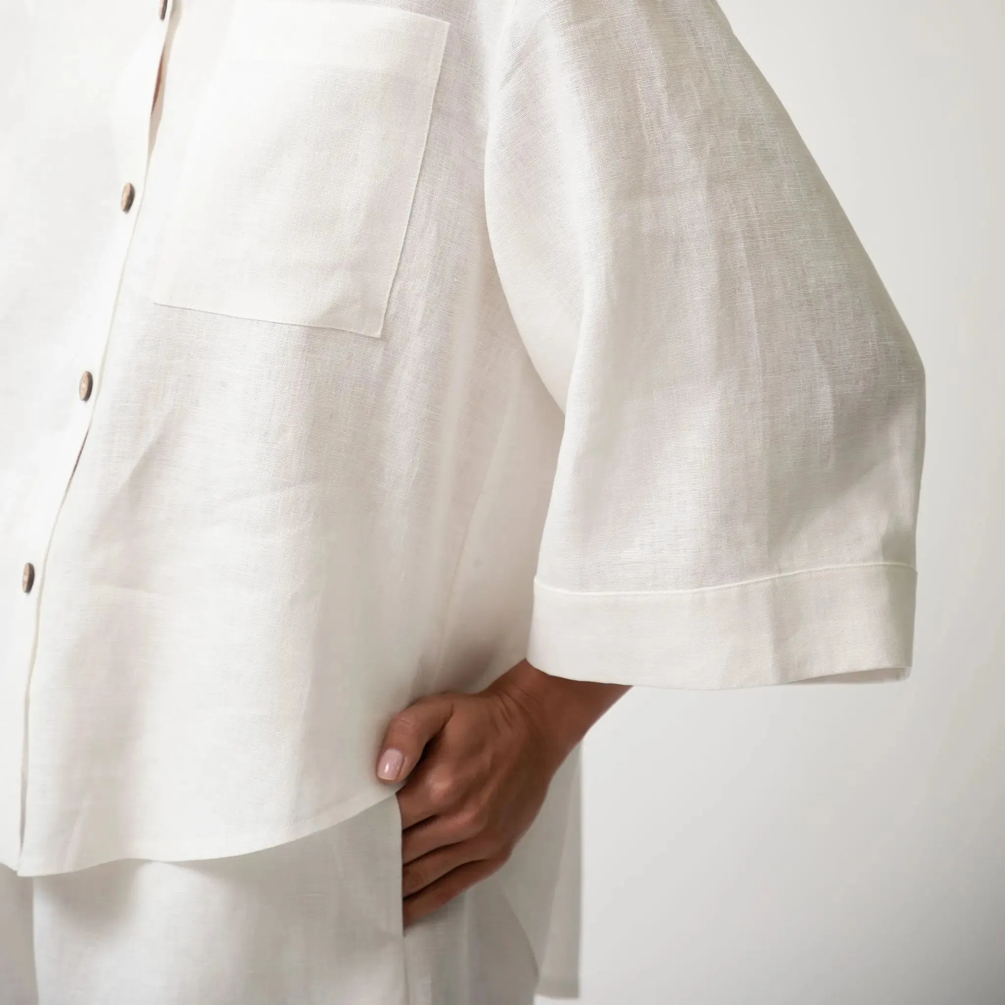 White Heavy Linen Shirt Perfect Days