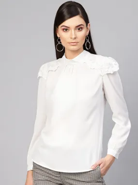 White Lacey Shoulder Top