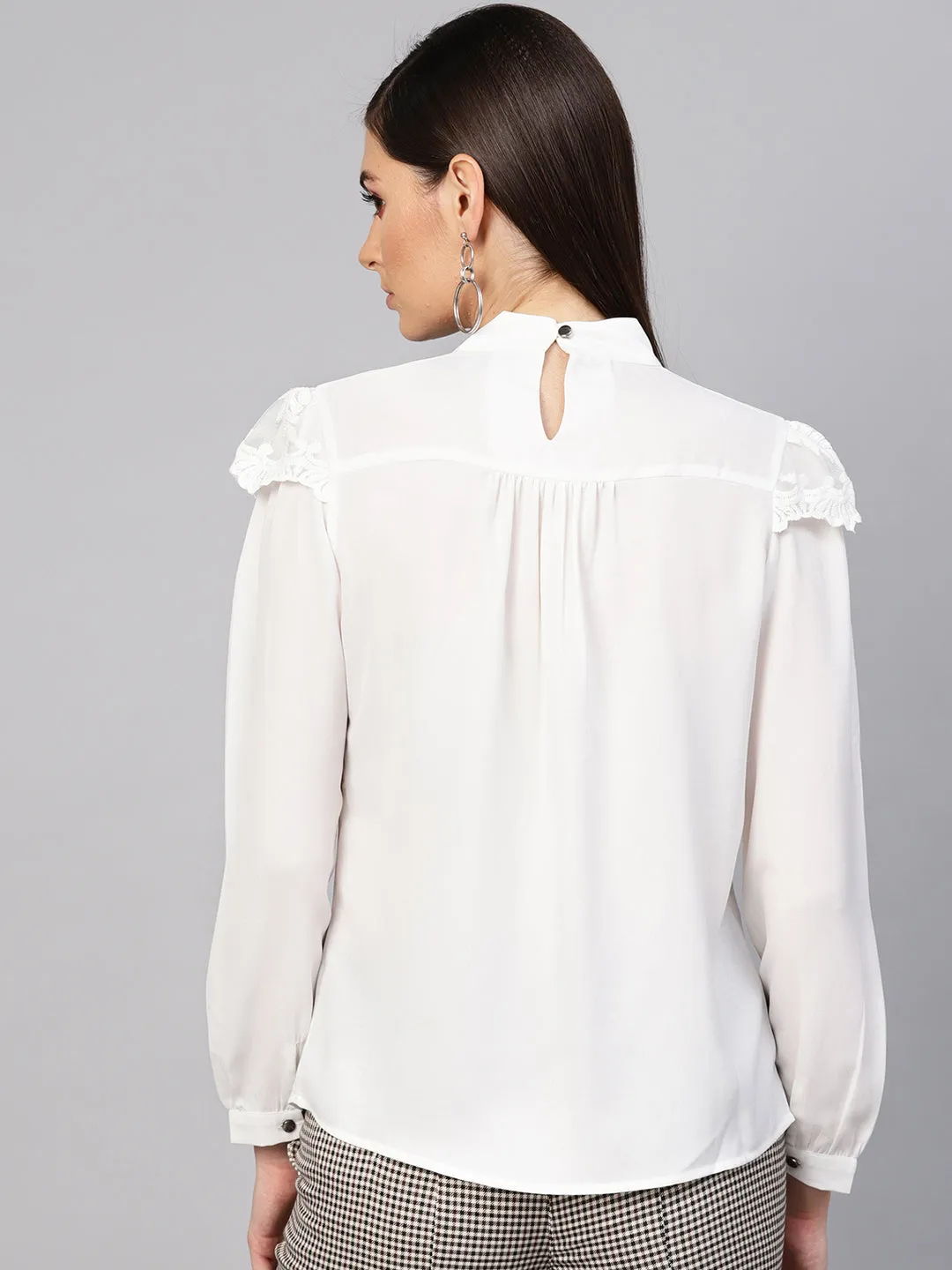 White Lacey Shoulder Top