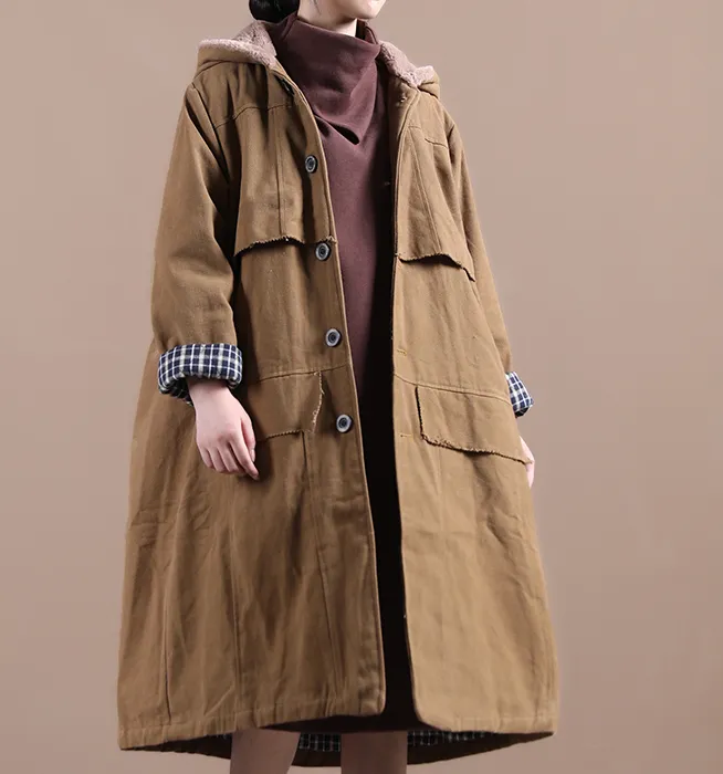 Winter Women Casual  Coat Loose Hooded Plus Size Long Coat Jacket