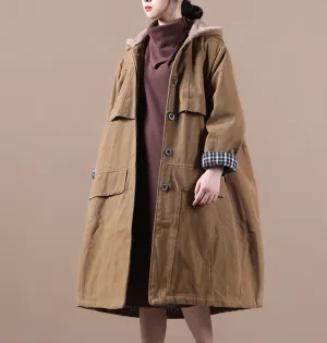 Winter Women Casual  Coat Loose Hooded Plus Size Long Coat Jacket