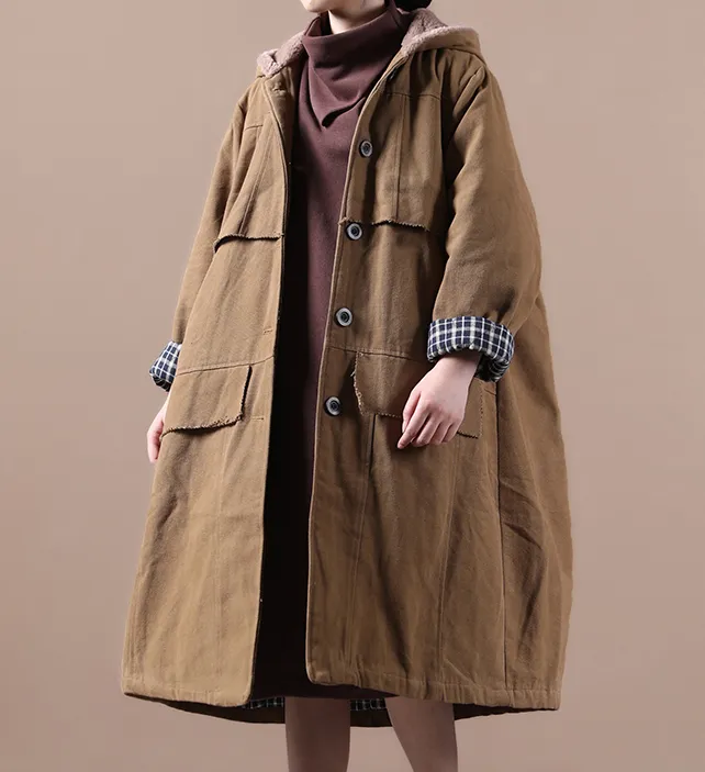 Winter Women Casual  Coat Loose Hooded Plus Size Long Coat Jacket