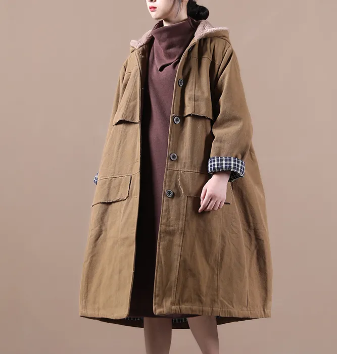 Winter Women Casual  Coat Loose Hooded Plus Size Long Coat Jacket