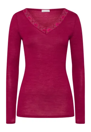 Woolen Lace Fine Ribbed Wool And Silk Top | Intense Garnet 70974-2406