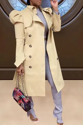 xiangtuibao Solid Color Classic Double Breasted Belt Trench Coat