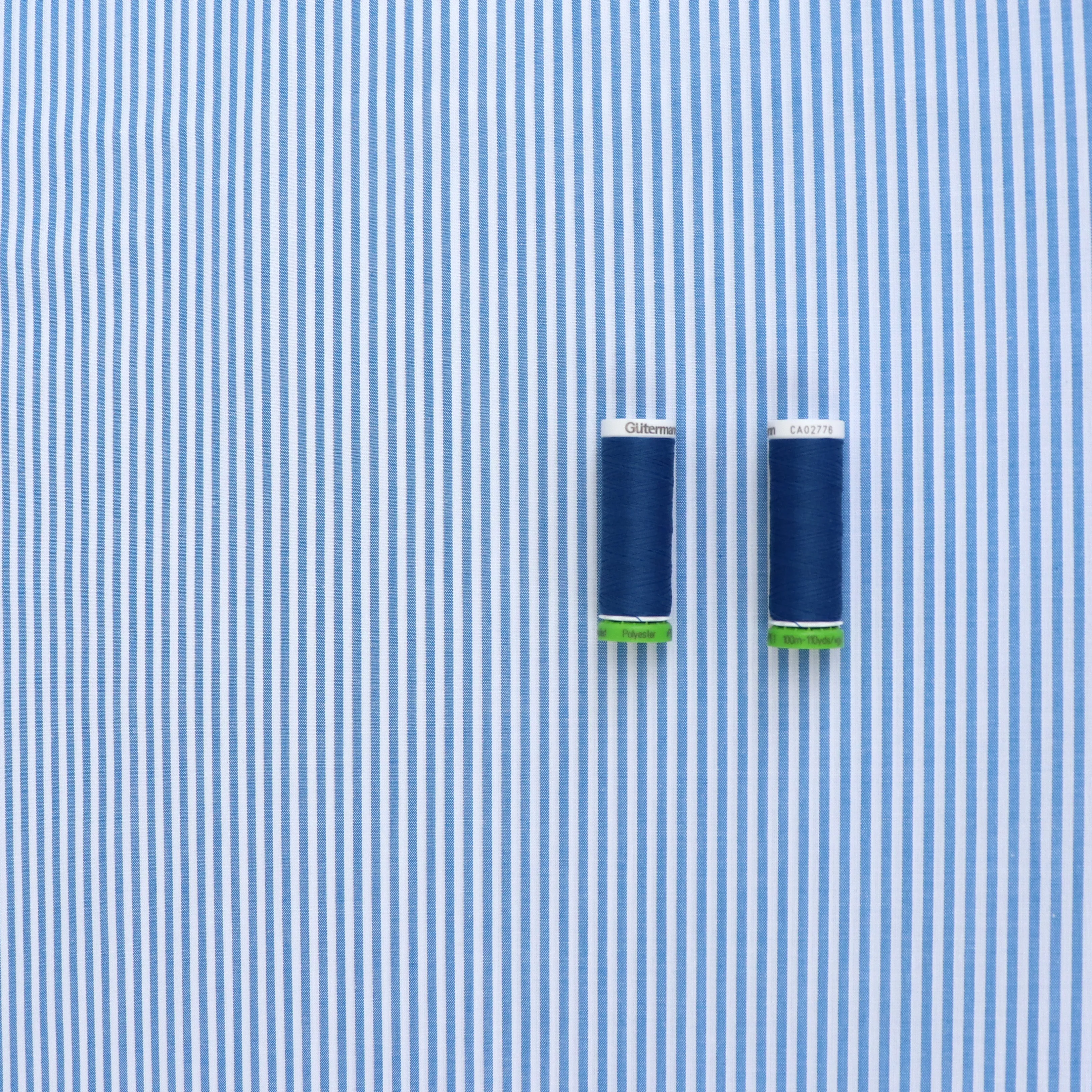 Yarn Dyed Cotton - Blue Stripe - END OF BOLT 30cm